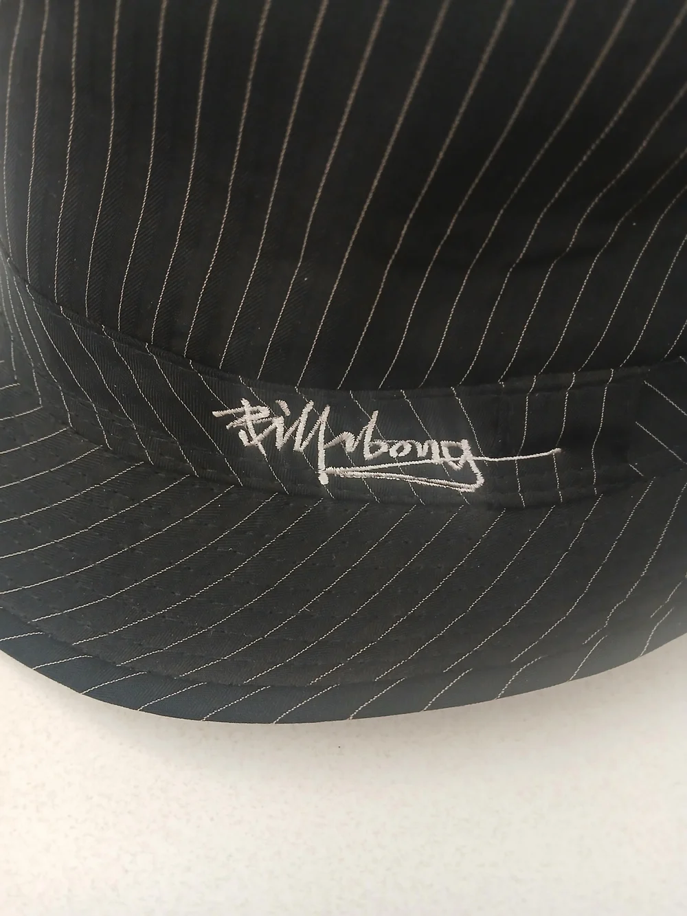 Billabong Black Pinstripe Bucket Hat with White Stitching